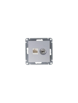 Розетка компьютерная + телевизионная 2-м AtlasDesign RJ45 кат.5E + TV механизм алюм. SE ATN000389