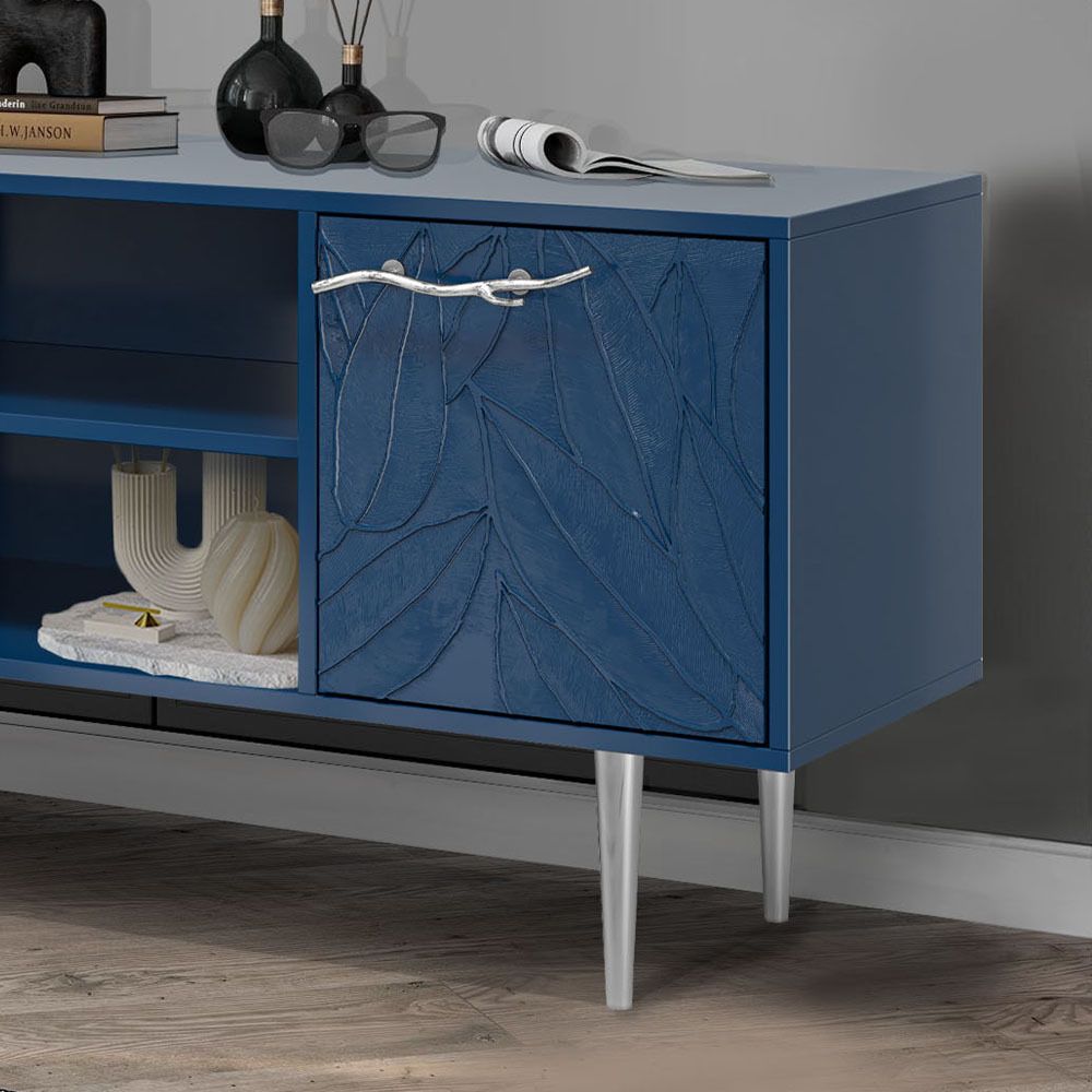 Тумба под ТВ Арт Колор leaves 155см Стайл Сильвер Королевский синий