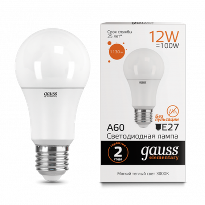 Лампа Gauss LED Elementary A60 12W E27 1130 lm 3000K