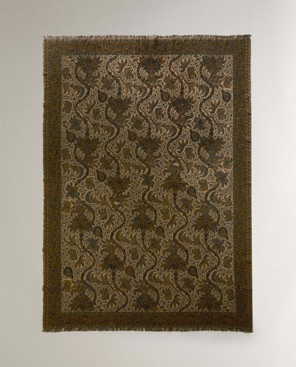 Zara Home плед из хлопка, хаки, 140x190 см