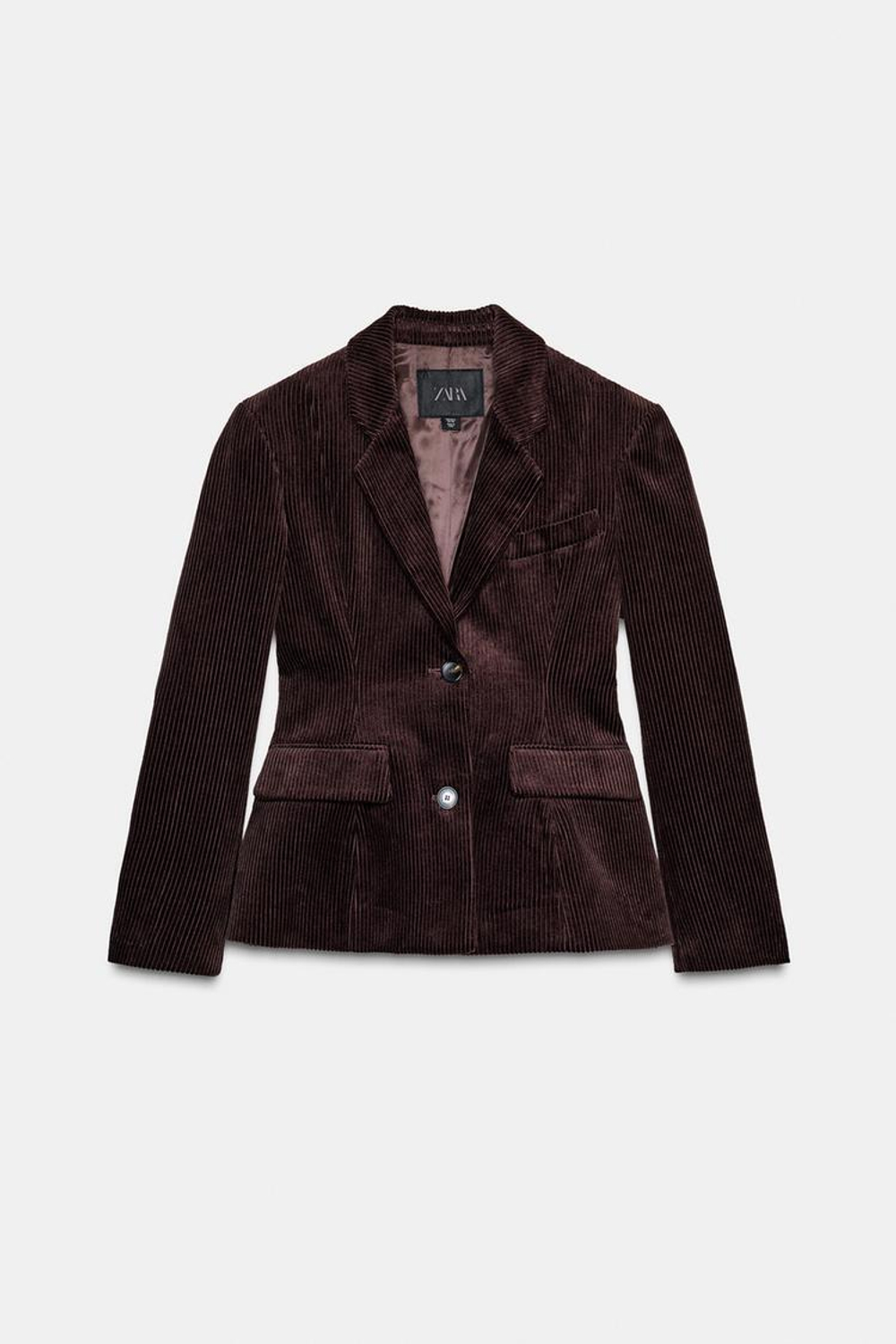 ZARA ВЕЛЬВЕТОВЫЙ БЛЕЙЗЕР — ZW COLLECTION, КОРИЧНЕВЫЙ