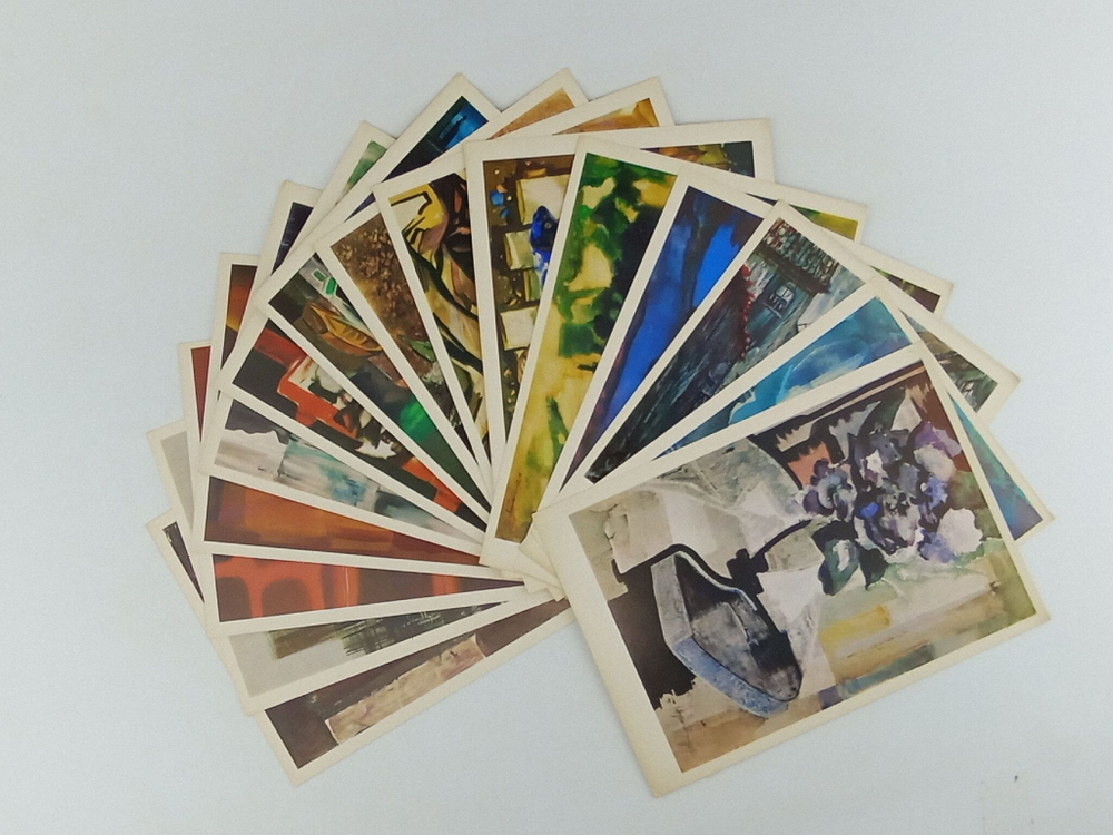 Открытка винтажная. Water-colours by Latvian Artiats / Акварели художников Латвии (комплект из 15 открыток) 1976 год