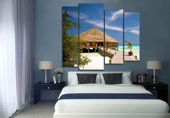 Модульная картина "Пляжный домик"