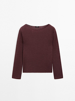 Massimo Dutti Свитер с круглым вырезом, бордо