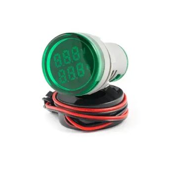 Цифровой панельный вольтметр/амперметр AD16-22VAMS 0-100 А круглой формы, зеленый