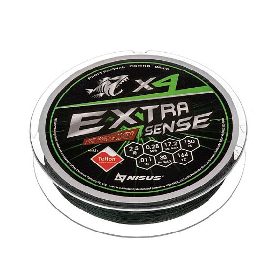 Шнур Extrasense X4 PE Green 150m 2.5/38LB 0.28mm (N-ES-X4-2.5/38LB) NISUS