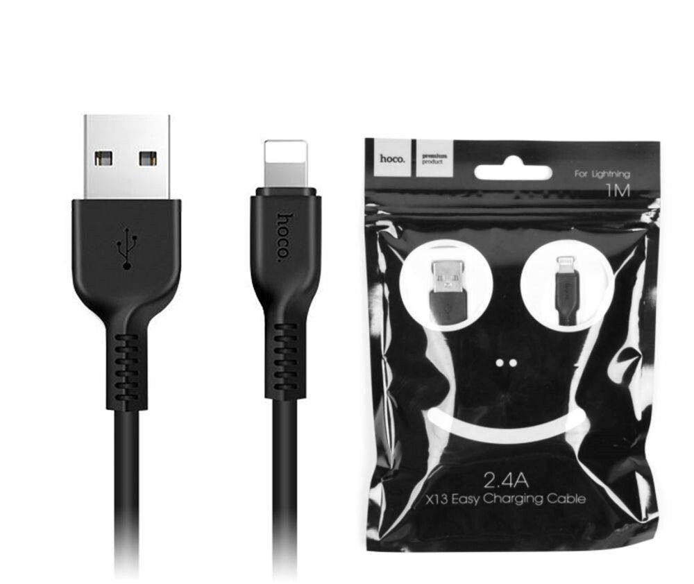 Дата-кабель универ. lightning USB /Iphone/ 1 м, 2,4A, черный (HOCO.)