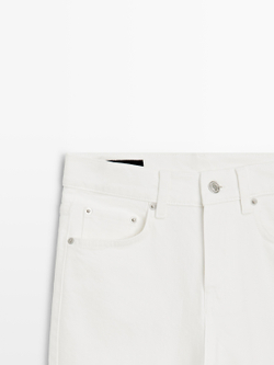 Massimo Dutti Джинсы средней посадки, укороченные, облегающего кроя, экрю