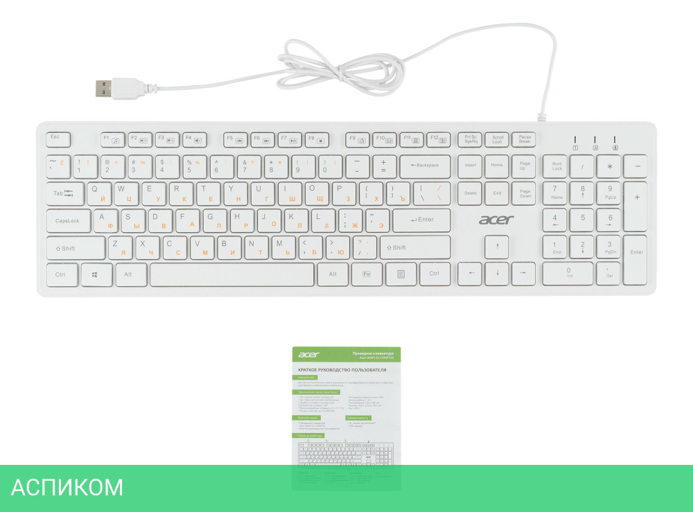 Клавиатура Acer OKW123 белый (ZL.KBDEE.00D)