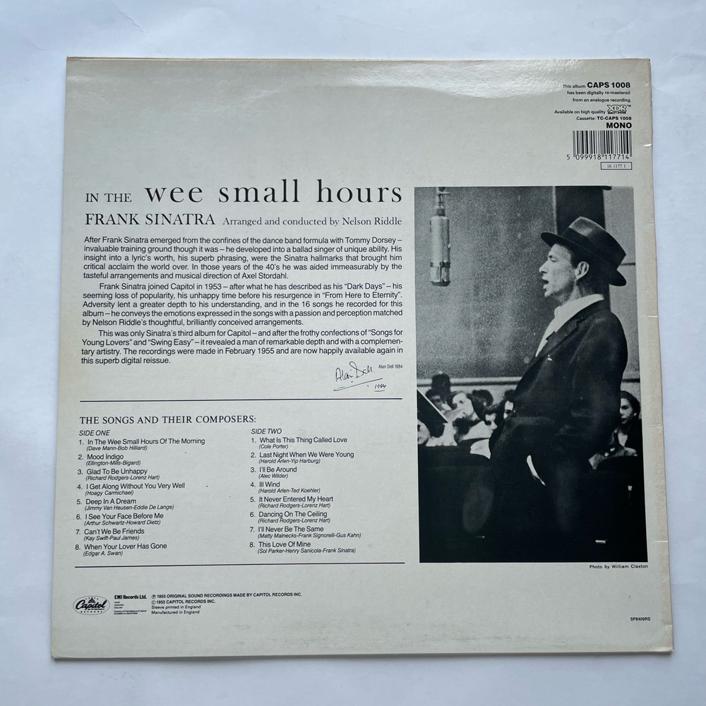 Винтажная виниловая пластинка LP Frank Sinatra In The Wee Small Hours (Англия 1984)