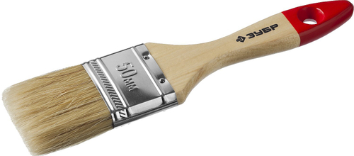 Кисть плоская ЗУБР ″УНИВЕРСАЛ-МАСТЕР″, натуральная щетина, деревянная ручка, 50мм