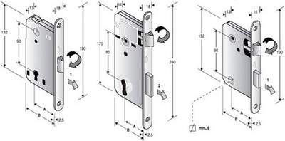Замок BONAITI 60/50 Cab Катафорез д/раздв. дверей