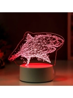 Светильник 3D ночник RISALUX «Большая акула», LED RGB, от се