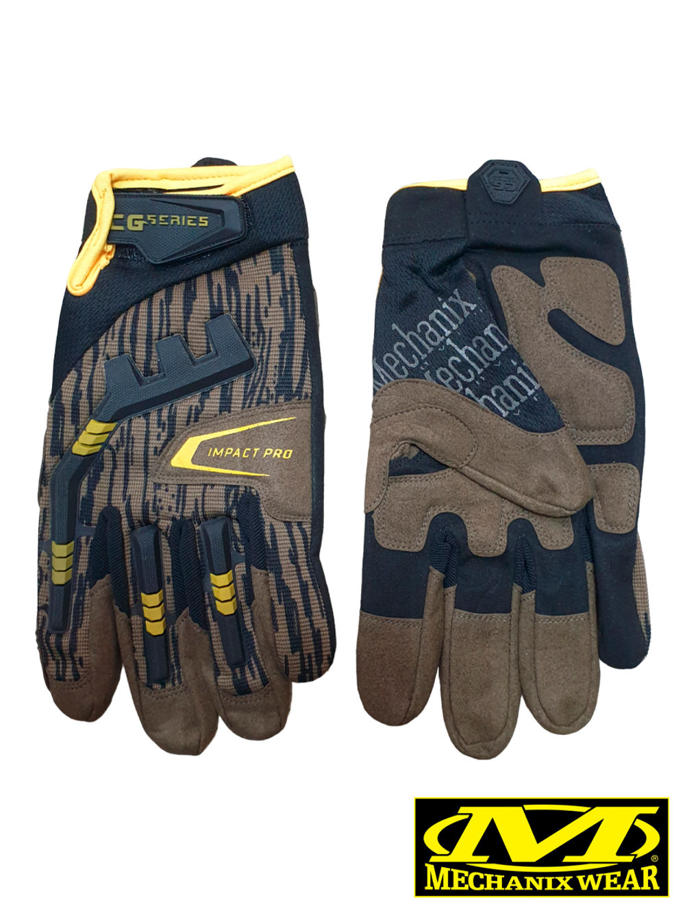 Перчатки полнопалые Mechanix Impact Pro (реплика). Коричневый