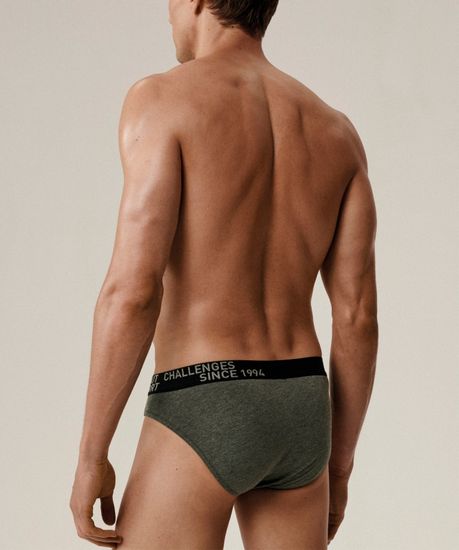 Мужские трусы (3шт) слипы спорт Atlantic 3MP-209, хлопок, зеленый меланж + винный меланж + голубой меланж