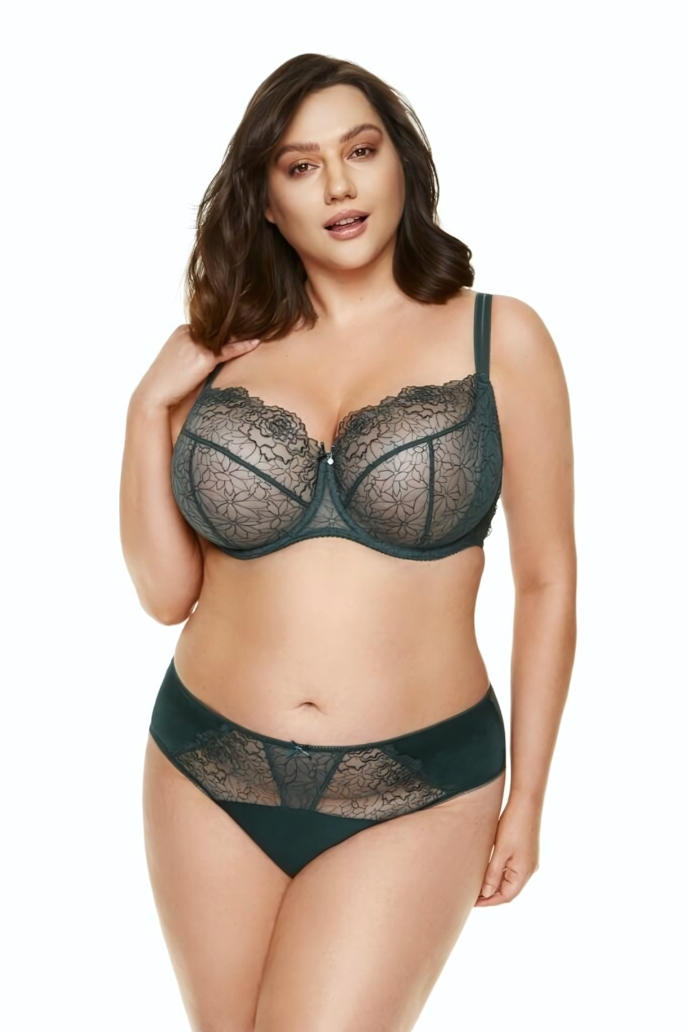 Бюстгальтер Pamela с мягкими сетчатыми чашками с вышивкой (Размер: 80B) (Цвет: синий)