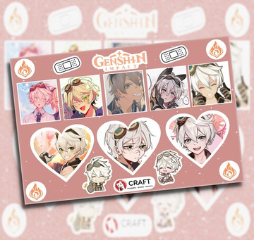 Стикерлист "Геншин Импакт - Сердечки" - Беннет