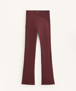 OYSHO Расклешенные брюки Comfortlux с высокой талией и отделкой в рубчик, бордовый