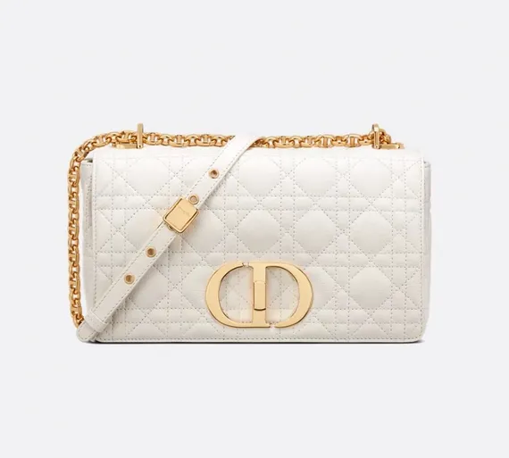 Сумка Dior Caro, модель большого формата кремовый