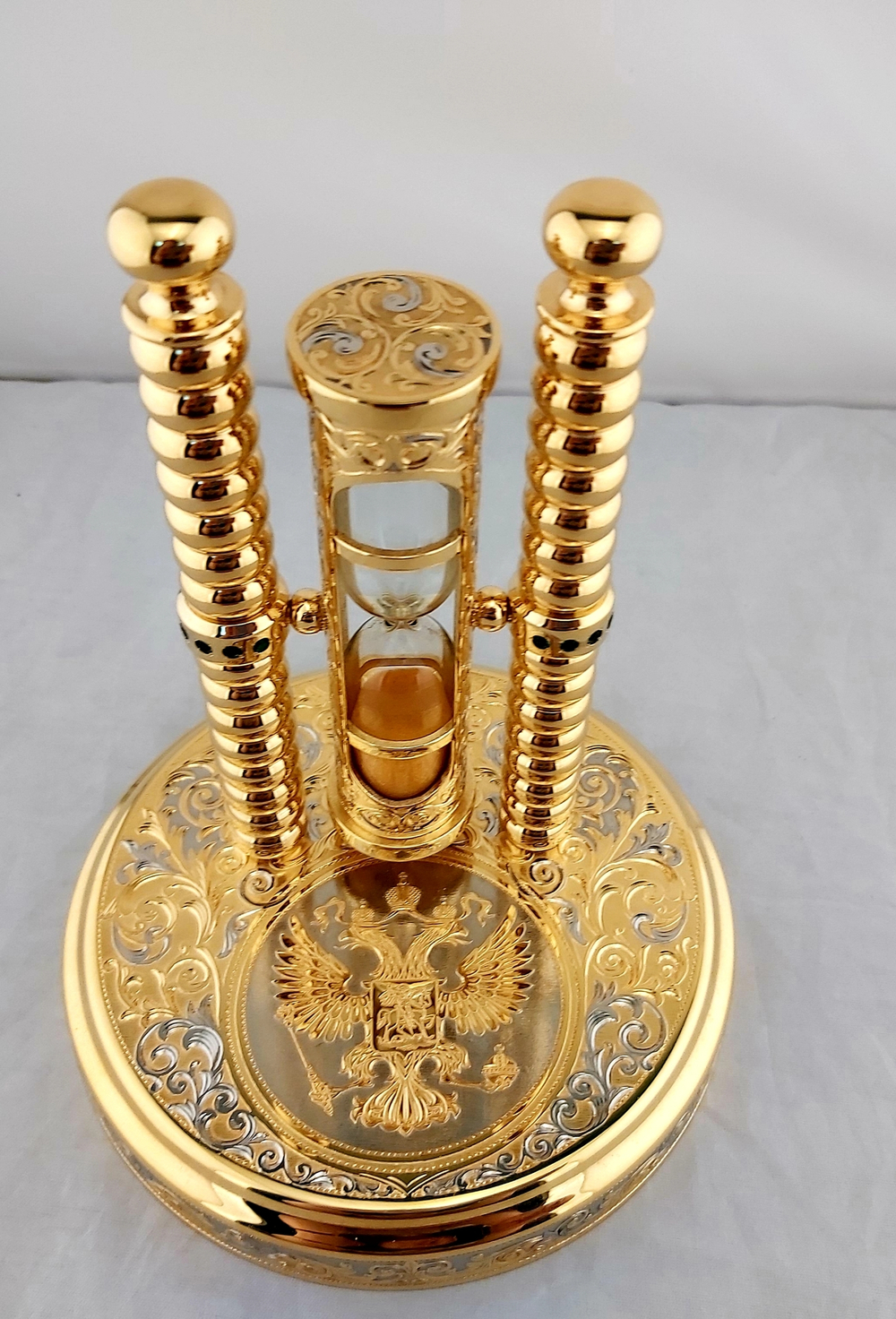 Песочные часы "Герб России" с фианитами (Златоуст)