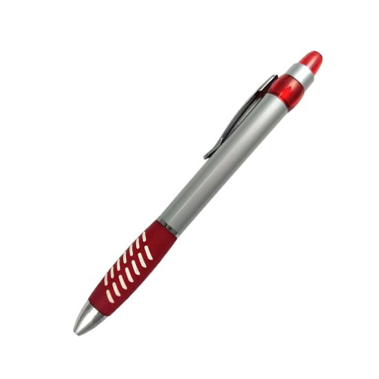 Шариковая ручка синяя. Корпус серебристый/красный
