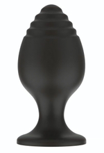 Черная малая силиконовая анальная пробка с ребрышками на кончике (Цвет: черный)