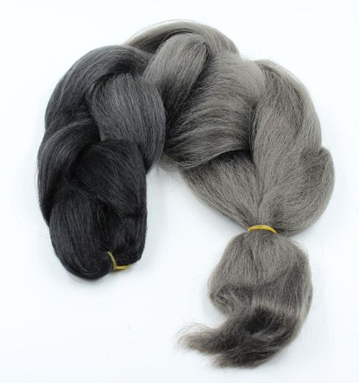 Канекалон 2-цветный 100гр 130см B35 черно темно серый