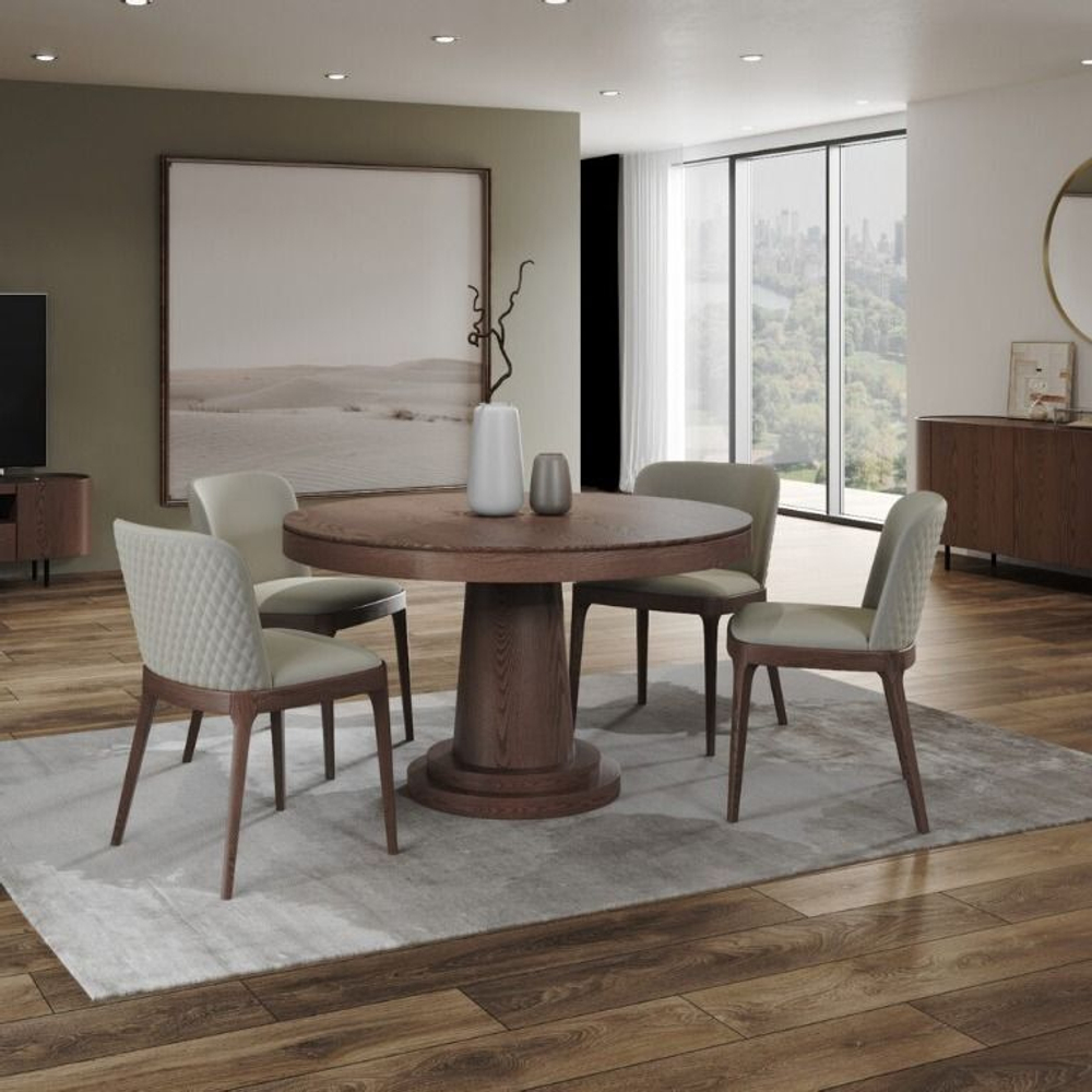 Стол круглый обеденный Bilbo (100+40) шпон