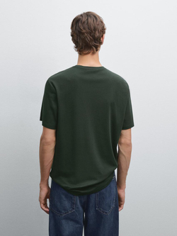 Massimo Dutti Футболка из смесового хлопка, зеленый
