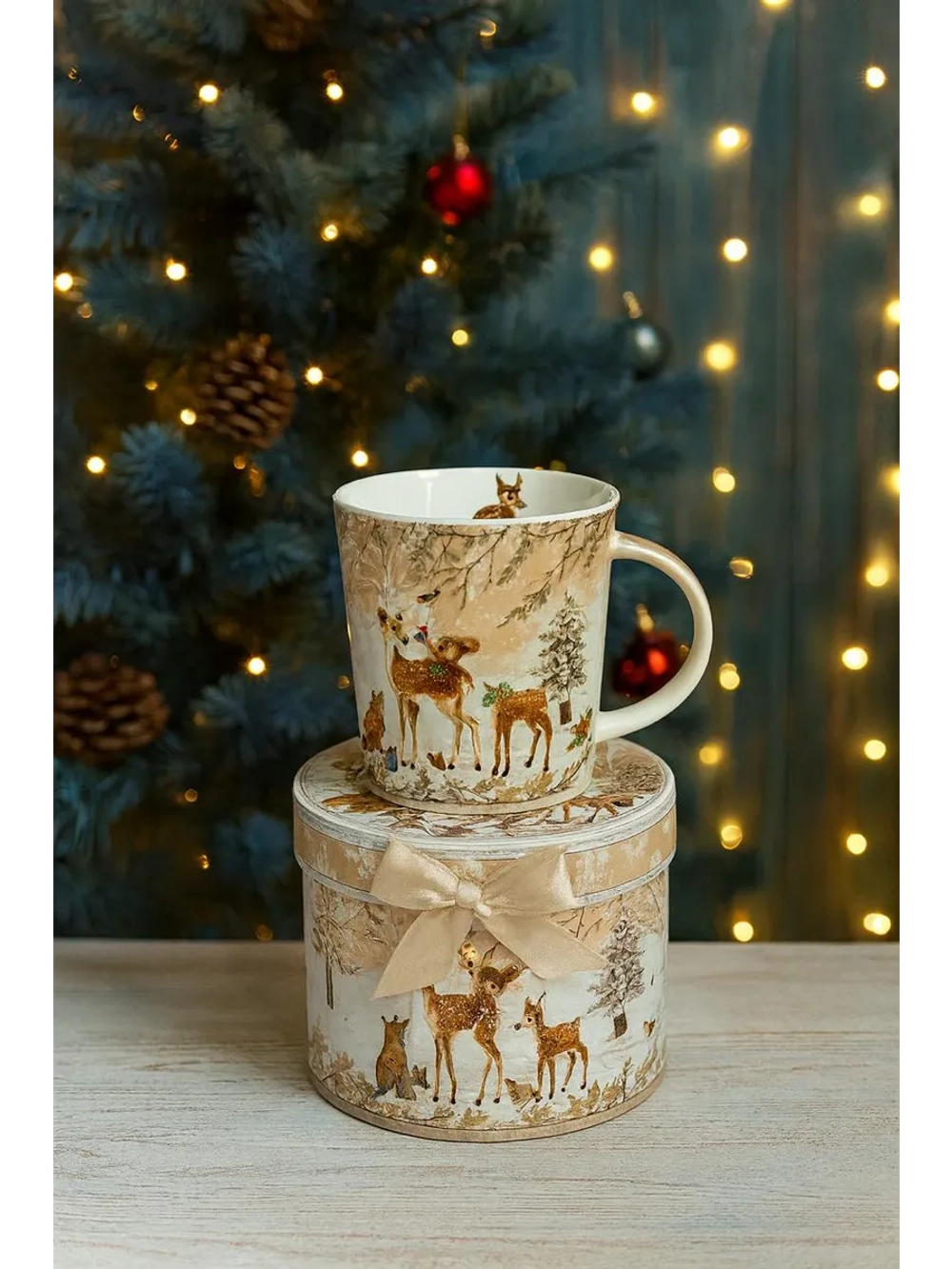 Новогодний подарочный кружка с изображением зверушек