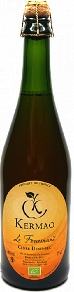 Сидр игристый Кермао Ле Фуэнан Деми-Сек/ Cidre Kermao Le Fouesnant Demi-Sec 0.75 - стекло
