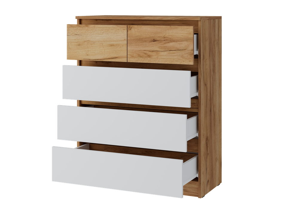 БОСТОН ЛАЙТ Комод КМ-001 Корпус - Дуб Крафт золотой К003  Фасад ЛДСП - Белый (Гладкий)