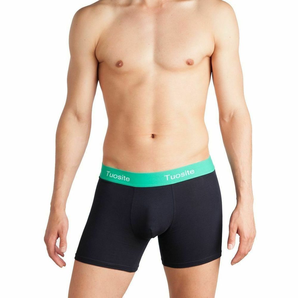 Мужские трусы боксеры черные с зеленой резинкой Tuosite TS7820-3