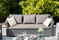 "Капучино" диван из искусственного ротанга трехместный, цвет графит