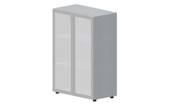 Шкаф 80х44х118см для документов (2 матовые стеклянные двери в раме, 2 полки, ручки - алюминий)