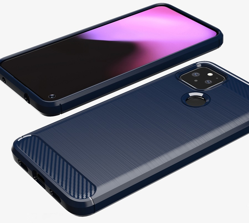 Защитный чехол синего цвета для Google Pixel 4A 5G, серия Carbon от Caseport