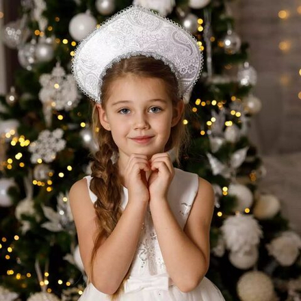 Кокошник-ободок, Узор зимний, серебро