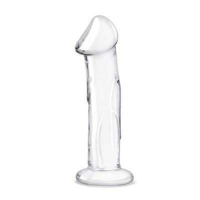 Прозрачный стеклянный фаллоимитатор 6’’ Glass Dildo With Veins & Flat Base - 15,2 см. (Цвет: прозрачный)