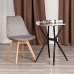 Стул TULIP SOFT (mod. 053V) дерево/пластик/вельвет, 49,5 x 54,5 x 84 см, Светло-серый (HLR 39)/натуральный