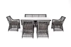 "Катания" обеденная группа плетеная на 6 персон, цвет графит