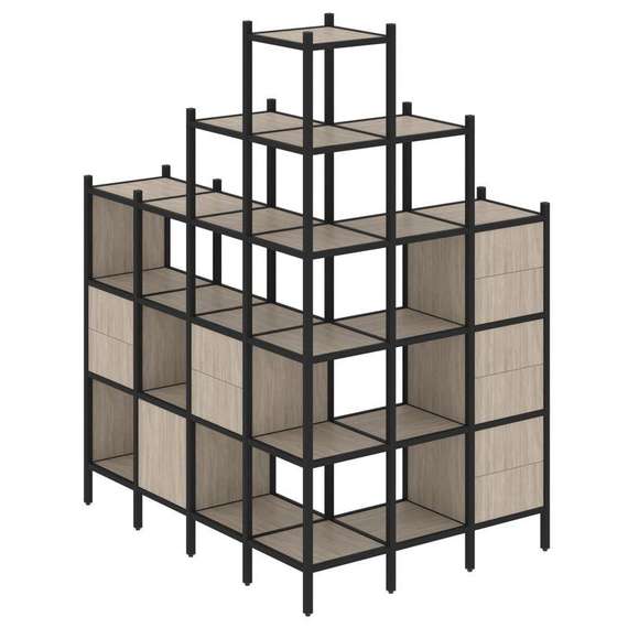 Лофт Угловой внешний стеллаж наборный VR.L-56  1694*1278*2280