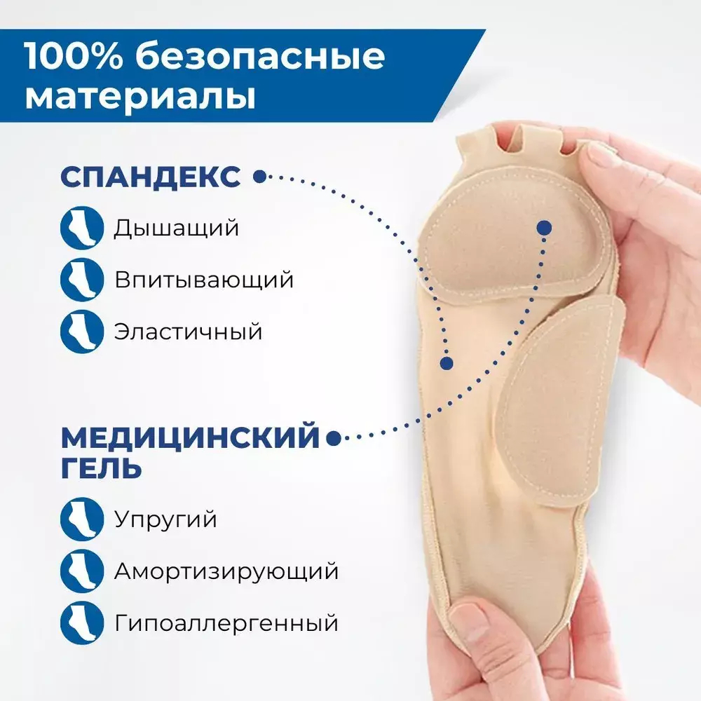 Анатомические следки с пелотами для стопы и раздельными пальцами, 2 шт.