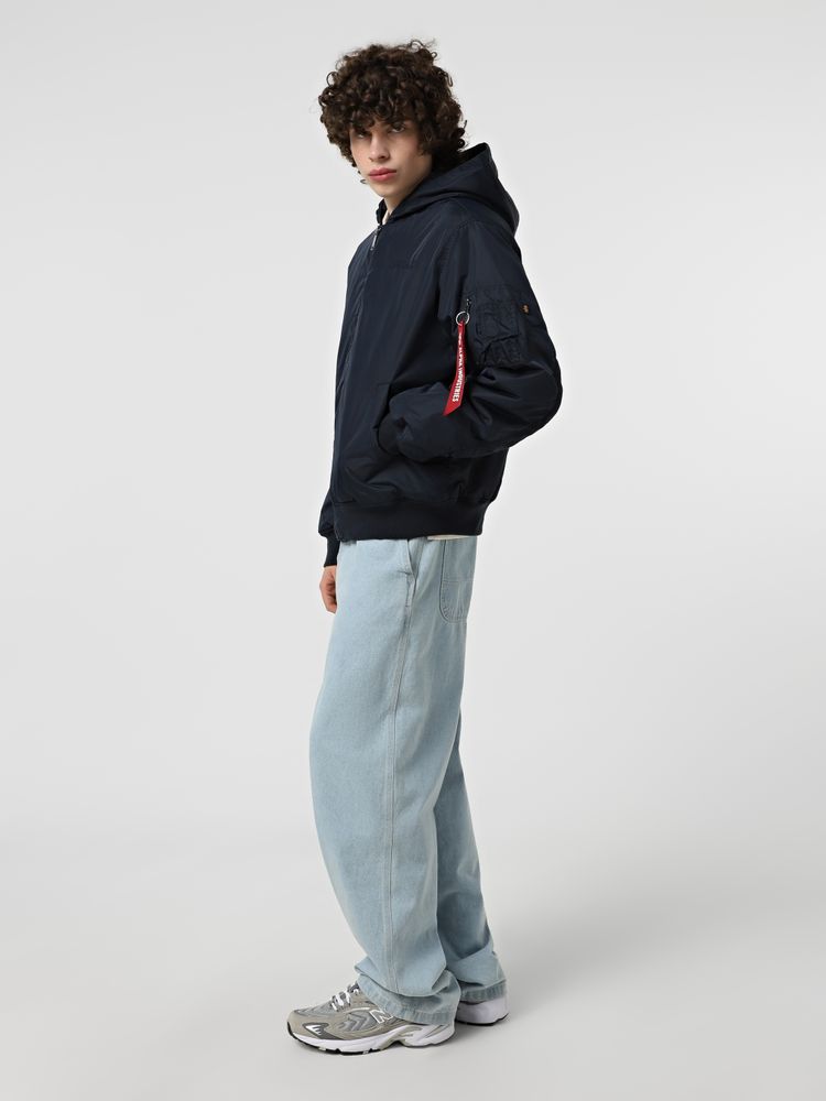 Бомбер Alpha Industries MA-1 Hooded Logo Oxford Replica Blue (Синий)