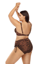 Раздельный купальник plus size с полосками зебры (Размер: 80G/40) (Цвет: коричневый)