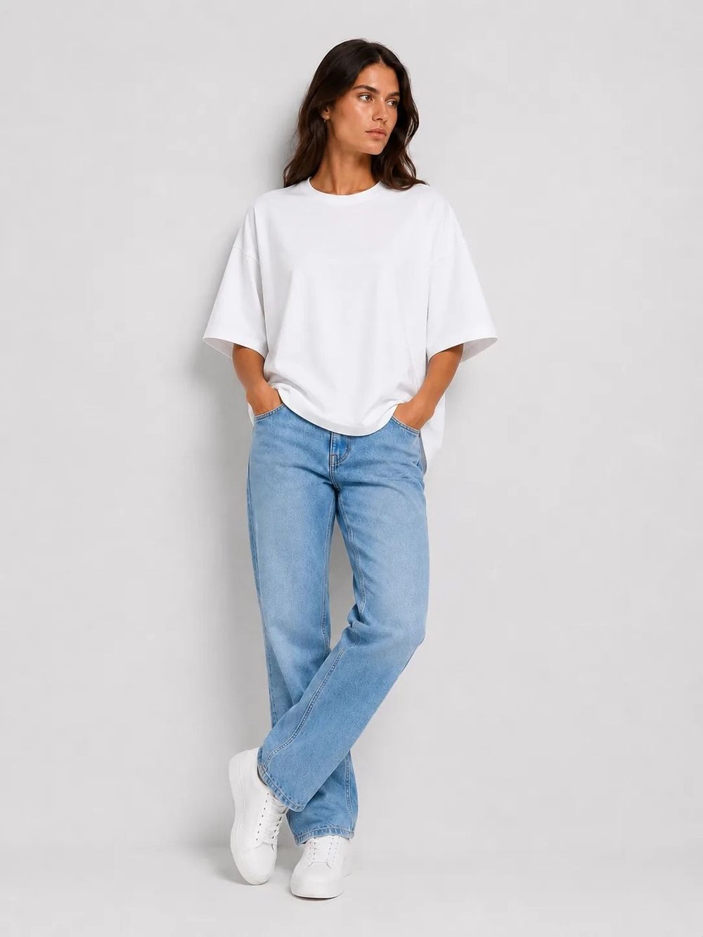 Футболка женская белая oversize M-XL