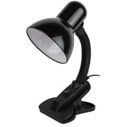 Настольный светильник ЭРА N-102-E27-40W-BK на прищепке черный матовый | Настольные светильники под лампу