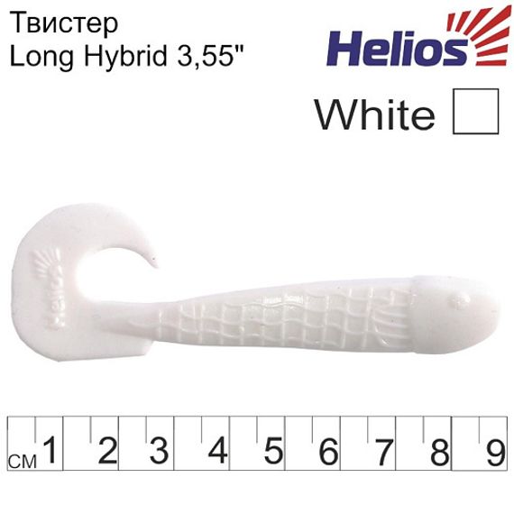 Твистер Helios Long Hybrid 3,55&quot;/9,0 см White 7шт. (HS-15-001)