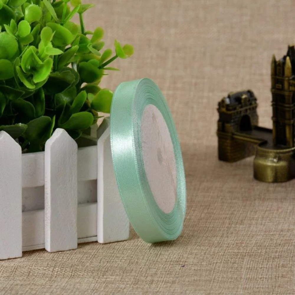 Лента атласная 12 мм  (23 метра, цвет №129 мятный)