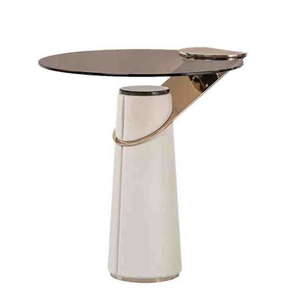 Стол журнальный Vicenza, стекло, металл, экокожа