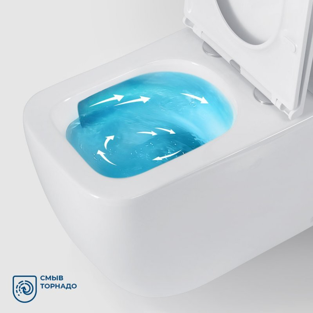 Унитаз-компакт безободковый со смывом TORNADO BelBagno LUCE-TOR